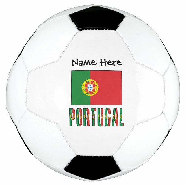 Portugal und Portugiesische Flagge mit Ihrem Namen Fußball (Vorderseite)