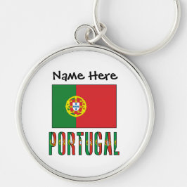 Portugal und Portugiesische Flagge mit Ihrem Namen Schlüsselanhänger