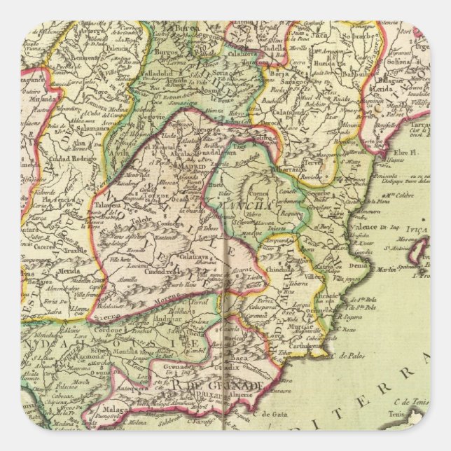 Portugal und Spanien Quadratischer Aufkleber (Vorderseite)