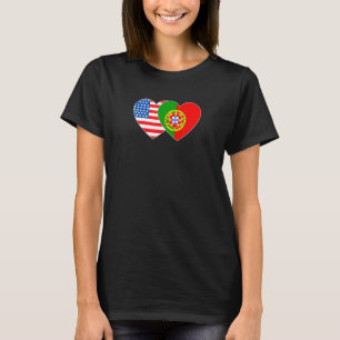 Portugal und USA Flag Twin Heart für Portugiesisch T-Shirt