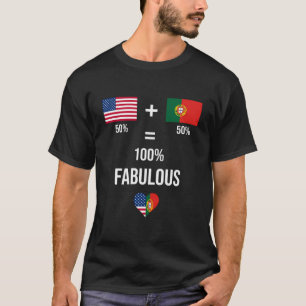 Portugal USA Shirt Flaggen Halbierung Portugiesisc