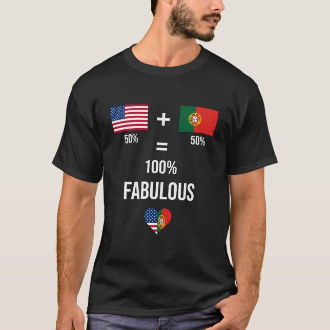 Portugal USA Shirt Flaggen Halbierung Portugiesisc (Vorderseite)
