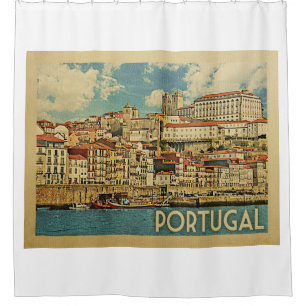 Portugal Vintage Travel Duschvorhang
