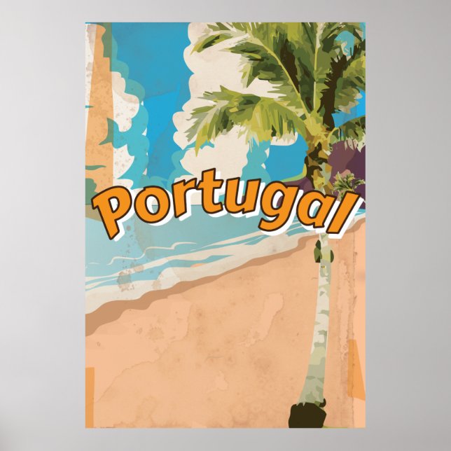 Portugal Vintages Urlaubspenster Poster (Vorne)