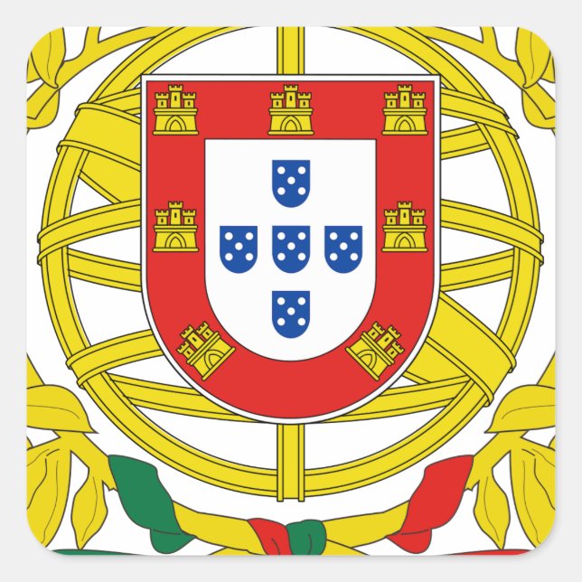 Portugal-Wappen Quadratischer Aufkleber (Vorderseite)