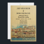 Portugal Wedding Invitation River Douro Einladung<br><div class="desc">Vintage Einladungen für Hochzeiten in Portugal mit einer landschaftlichen Stadt am Duoro. Dieses coole Retro-Design aus der Mitte des Jahrhunderts ist der perfekte Weg,  um Gäste zu Ihrer portugiesischen Hochzeit in Urlaubsort zu treffen.</div>
