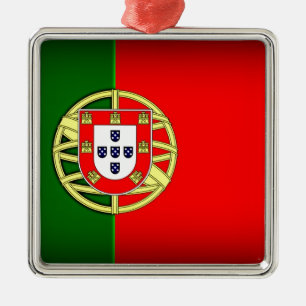 Portugalflagge mit schwarzem Rand Silbernes Ornament