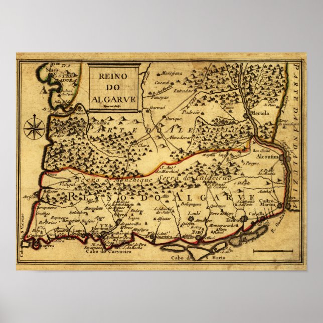 PortugalPanoramakarte Portugal Poster (Vorne)