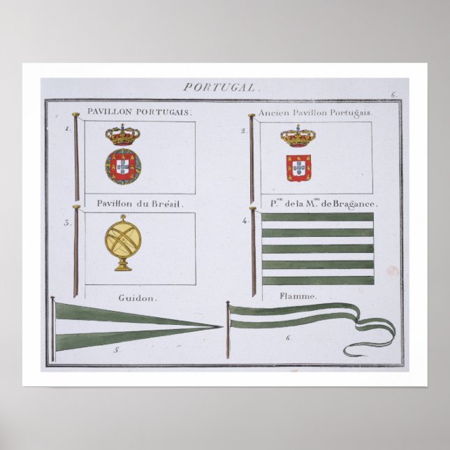 Portugese Flags, aus einem französischen Flaggenbu Poster (Vorne)