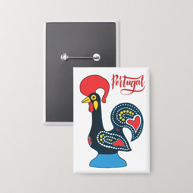 Portugese Rooster Button (Vorderseite/Rückseite)