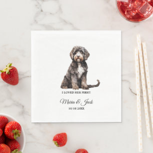 Portugese Wasserhund Hochzeit Napkins mit Foto Serviette