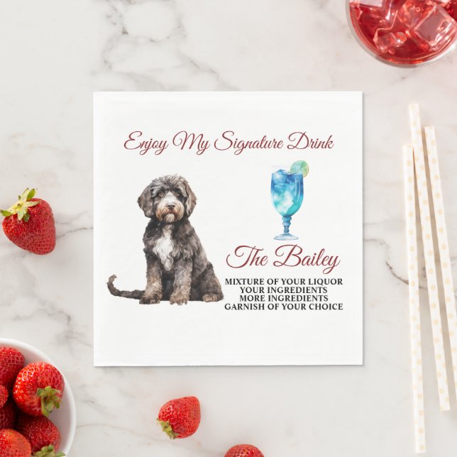 Portugese Wasserhund Hochzeitspass Serviette (Beispiel)