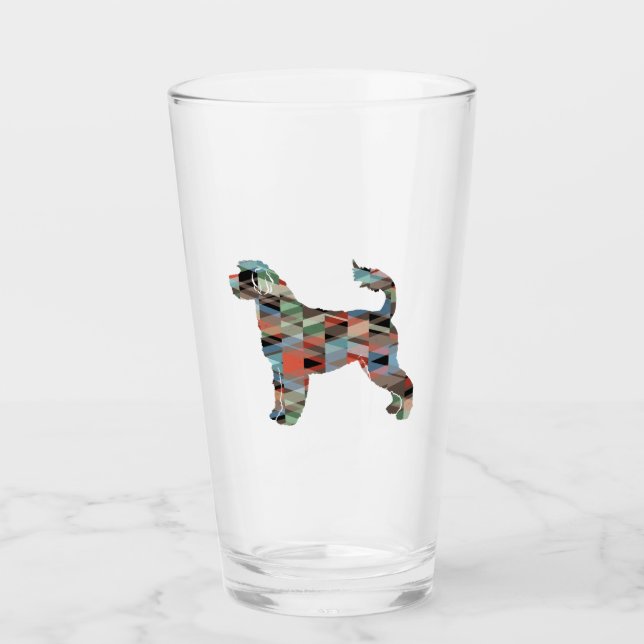 Portugese Water Dog Geo Kariert Glas (Vorderseite)