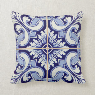 Portugiese Azulejos Fliesen-Patiokissenblau Kissen