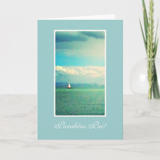 Portugiese: Der Geburtstag Barco/Aniversario pai- Karte (Vorderseite)