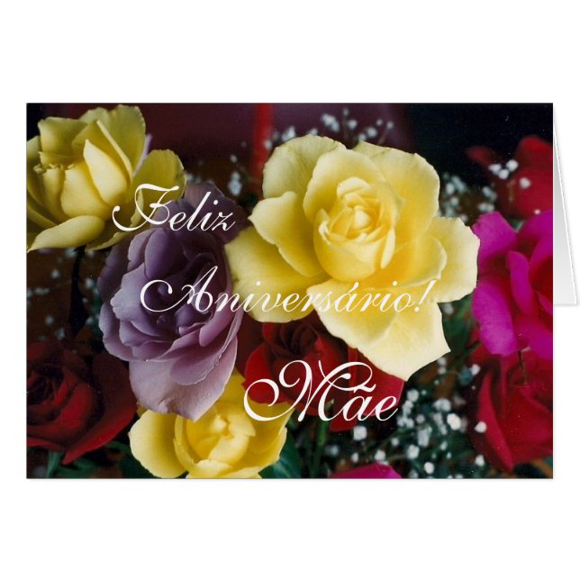 Portugiese: Feliz Aniversario Mae! (Vorderseite (Horizontal))