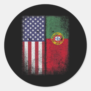 Portugiesisch Amerikanische Flagge Portugal USA fü Runder Aufkleber