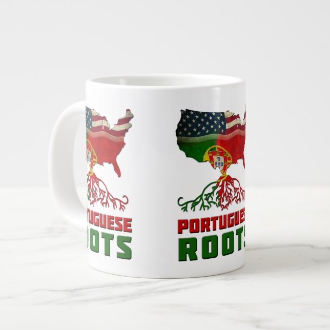 Portugiesisch-Amerikanische Roots-Tasse Jumbo-Tasse (Vorderseite Links)