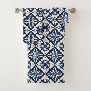 Portugiesisch Azulejo Blue und White Badhandtuch Set
