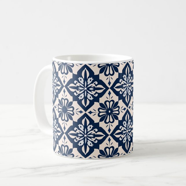 Portugiesisch Azulejo Blue und White Kaffeetasse (Vorderseite Links)