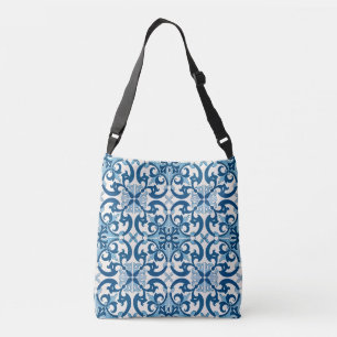 Portugiesisch Azulejo Lilie Style Pattern Tragetaschen Mit Langen Trägern