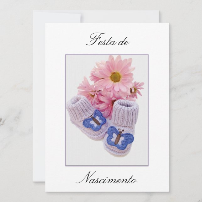 Portugiesisch: Babydusche / Convite Chá de Bebe Einladung (Vorderseite)