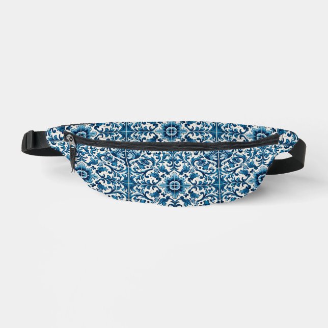 Portugiesisch-blaue Fliese Bauchtasche (Vorderseite)