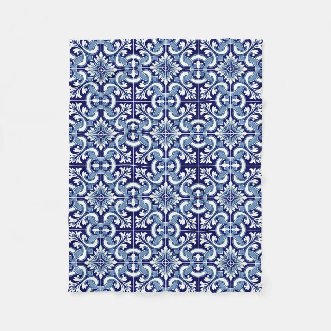 Portugiesisch-blaue Fliese Fleecedecke (Vorderseite)