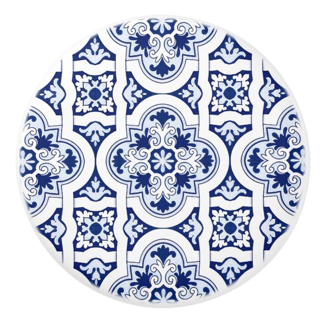Portugiesisch-blaue Fliese Keramikknauf (Vorderseite)