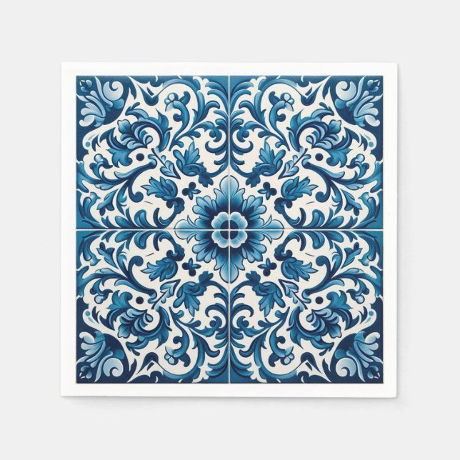 Portugiesisch-blaue Fliese Serviette (Vorderseite)