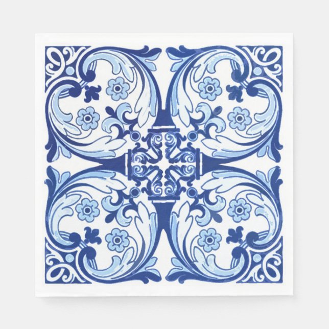 Portugiesisch-blaue Fliese Serviette (Vorderseite)