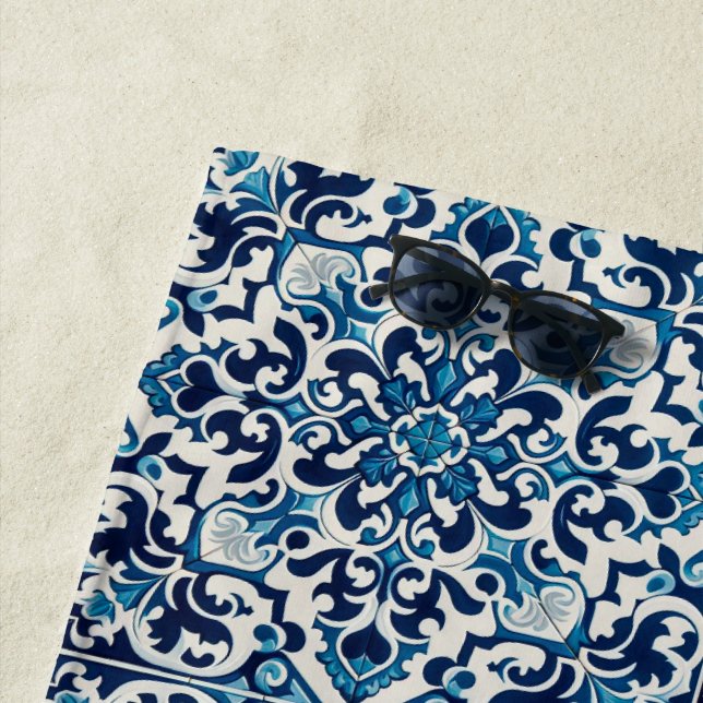 Portugiesisch-blaue Fliese Strandtuch (Beispiel)