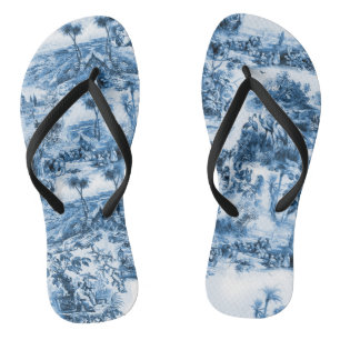 Portugiesisch-blaue Fliesen romantisches Szenemust Flip Flops