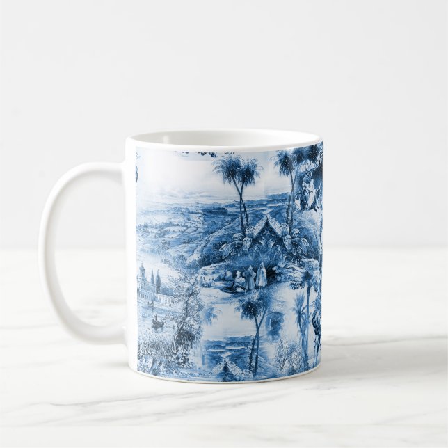 Portugiesisch-blaue Fliesen romantisches Szenemust Kaffeetasse (Links)