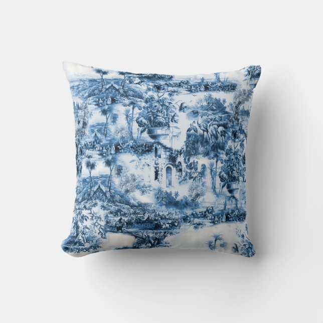 Portugiesisch-blaue Fliesen romantisches Szenemust Kissen (Vorderseite)