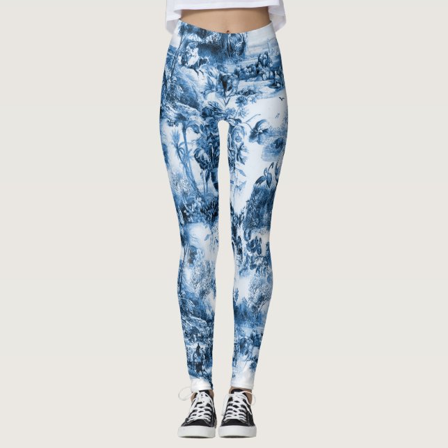 Portugiesisch-blaue Fliesen romantisches Szenemust Leggings (Vorderseite)