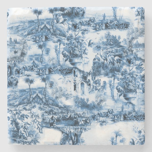 Portugiesisch-blaue Fliesen romantisches Szenemust Steinuntersetzer (Vorderseite)