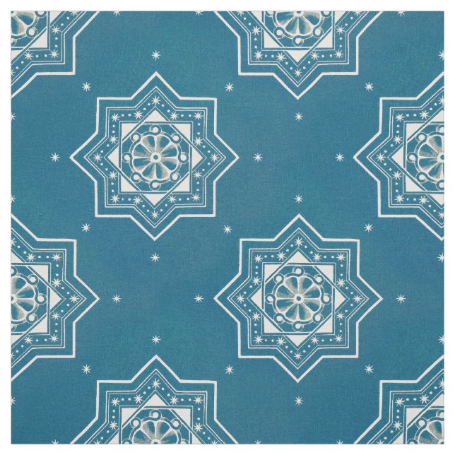 Portugiesisch-Blauer Azulejos-Muster Stoff (Muster)