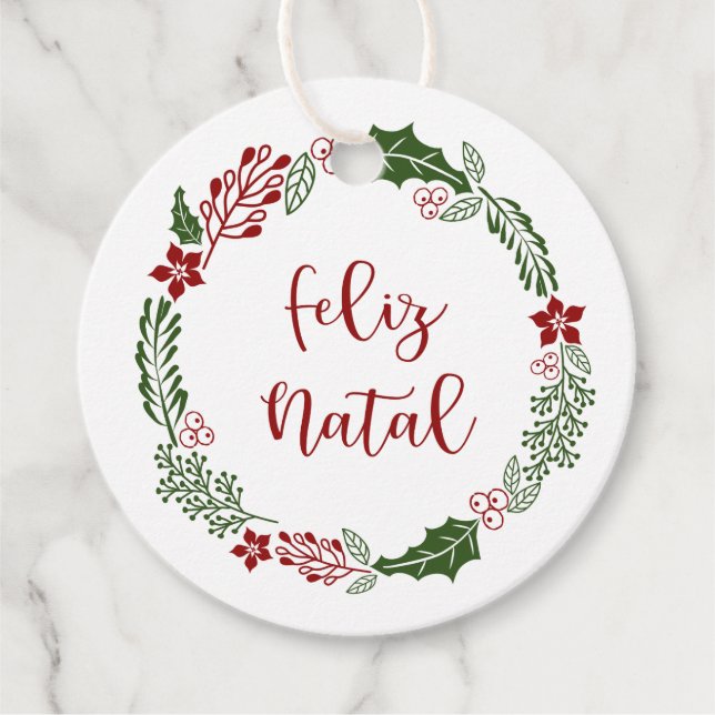 Portugiesisch frohe Weihnachten, Feliz Natal, Cust Geschenkanhänger (Vorderseite)