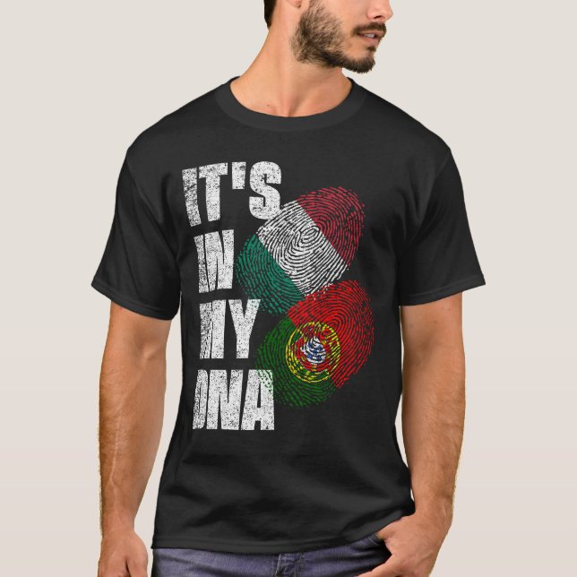 Portugiesisch-Italienische Flagge für das DNA-Erbe T-Shirt (Vorderseite)