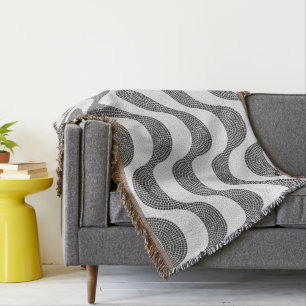 Portugiesisch-Kobelstein Schwarz-Weiß-Wellen Decke