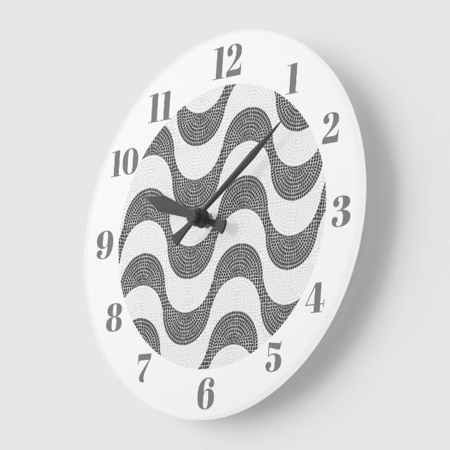 Portugiesisch-Kobelstein Schwarz-Weiß-Wellen Große Wanduhr (Winkel)