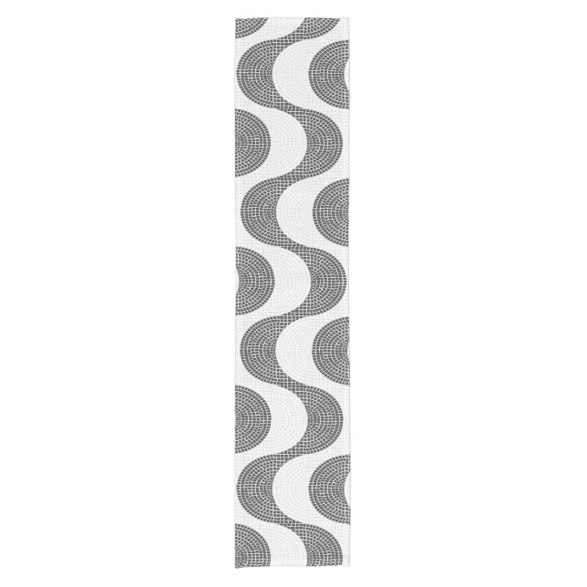 Portugiesisch-Kobelstein Schwarz-Weiß-Wellen Kurzer Tischläufer (Vorderseite)