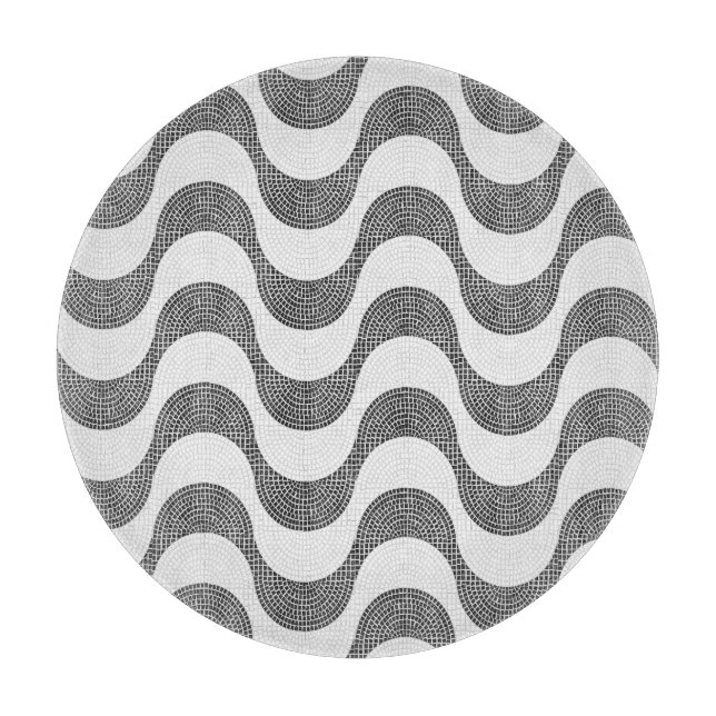 Portugiesisch-Kobelstein Schwarz-Weiß-Wellen Schneidebrett (Vorderseite)