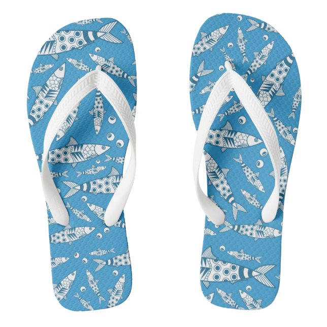 Portugiesisch Lissabon Sardines Pattern Azulejos B Flip Flops (Fußbett)