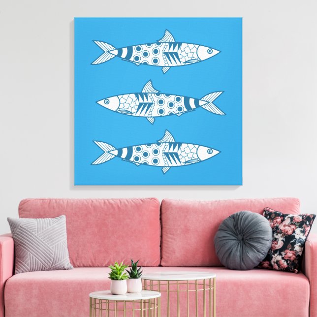 Portugiesisch Lissabon Sardines Pattern Azulejos B Leinwanddruck (Insitu (Wohnzimmer))