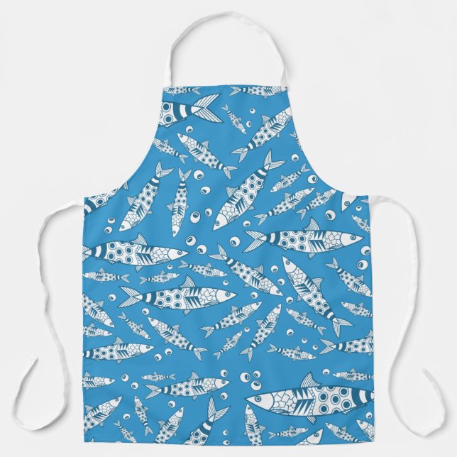 Portugiesisch Lissabon Sardines Pattern Azulejos B Schürze (Vorderseite)