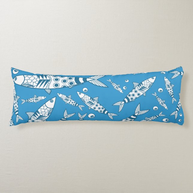 Portugiesisch Lissabon Sardines Pattern Azulejos B Seitenschläferkissen (Vorderseite)