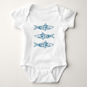 Portugiesisch Sardines Pattern Azulejos Baby Strampler