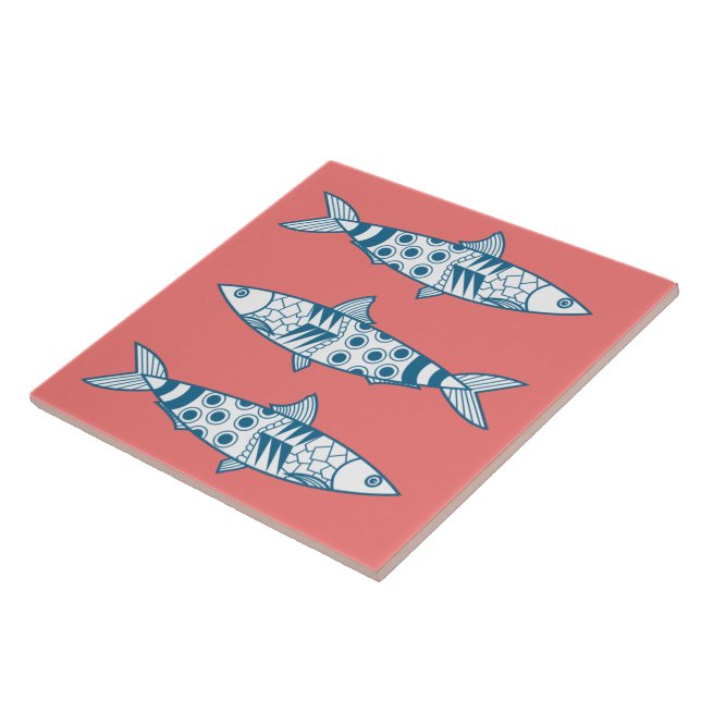 Portugiesisch Sardines Pattern Azulejos Pink Fliese (Seite)